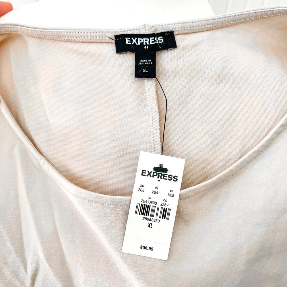 NWT Express Nude Blush Pink Faux Leather Tank Top - Picture 5 of 7